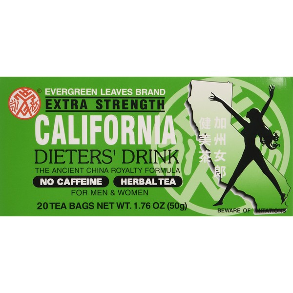 1 BOX CALIFORNIA DIETERS' DRINK EXTRA STRENGTH TEA 1.76 OZ
