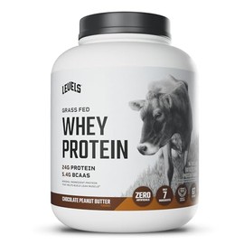Levels Grass Fed Whey Protein Powder, No Artificials, 24G of Protein, Chocolate Peanut Butter, 5LB
