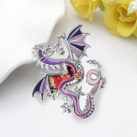 BAMAY Enamel Funny Dragon Brooch Pins Zinc Alloy Fashion Jewellery Dinosaur Brooches for Women Girls Gifts Scarf Lapel Pin Charms, Zinc, No gemstone
