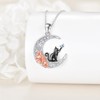 YONFQE Black Cat Necklace 925 Sterling Silver Crescent Moon Pendant