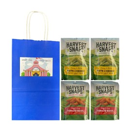 Big Top Deals USA Blue Paper Bag Multipack - Snaps Veggie Chips Tomato Basil & White Cheddar, 2 Each Flavor, 4-Pack (5.25x3.2x8 Inches) Custom Bundle