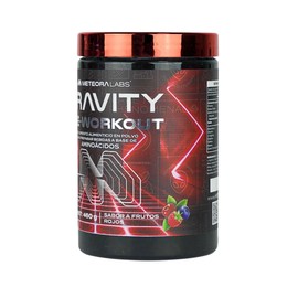 METEORA LABS | Gravity Pre-Workout | Pre entrenador | Suplemento Alimenticio en Polvo para preparar Bebidas Energéticas | Sabor a Frutos Rojos | 460 g | 60 porciones por envase