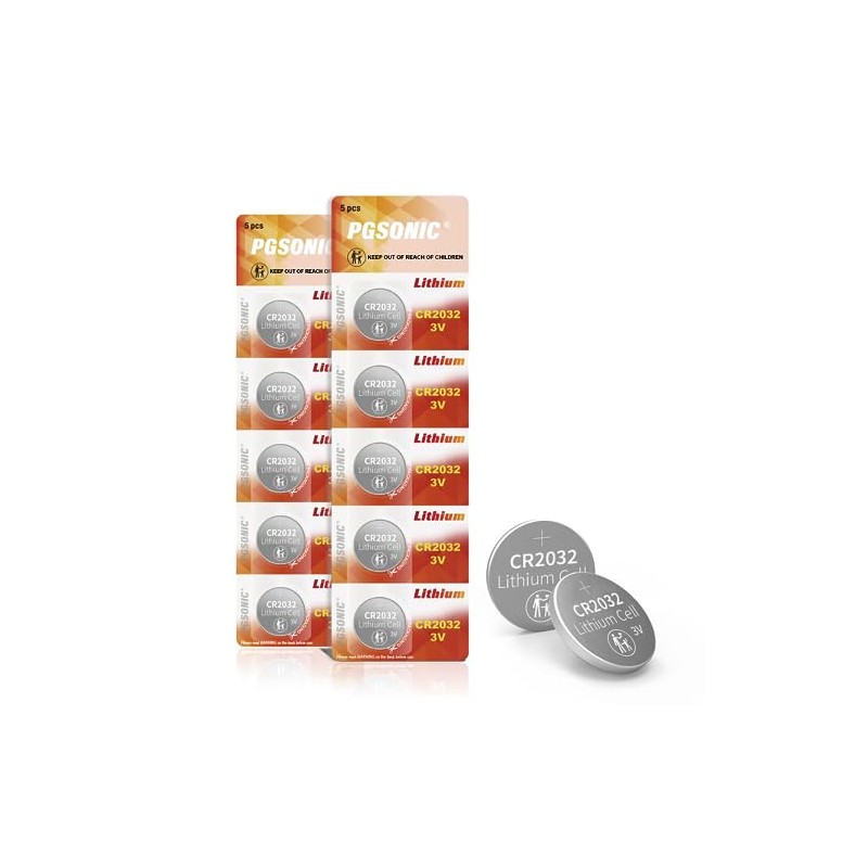 PGSONIC CR2032 3V Lithium Battery (10pcs), Compatible with AirTag, Key