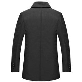 chouyatou Men's Classic Notched Collar Double Breasted Wool Blend Pea Coat (Large, Black)