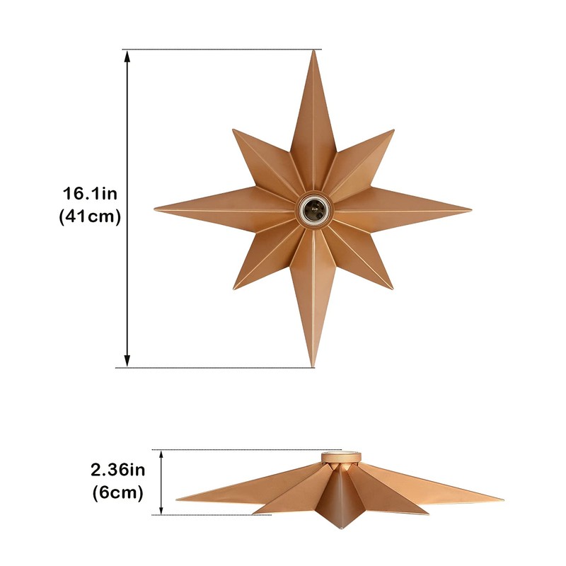 16 inch Flush Mount Ceiling Light, Gold Star Light Fixture,