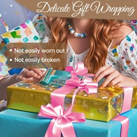 Luomorgo 1 1/2 Inch Satin Ribbon, 25 Yards Pink Satin Ribbon, Fabric Ribbon for Gift Wrapping, Craft, Wedding, Birthday Party Decorations