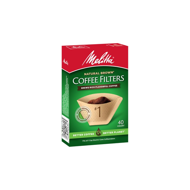 Melitta #1 Cone Coffee Filters, Unbleached Natural Brown, 40 Count