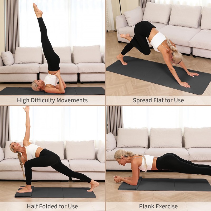 PAIDU Foldable Yoga Mat - 10mm Extra Thick, 75"26" Non-Slip