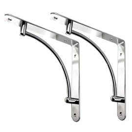 Decorative Contemporary Shelf Brackets - 8 3/4" x 8 3/4" - Polished Chrome - Pair