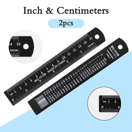 2PCS 6 Inch & 1PCS 8 Inch Aluminum Straightedge Ruler with Double-Sided Markings, Rustproof Metal Ruler for School, Office, Engineering and Drafting