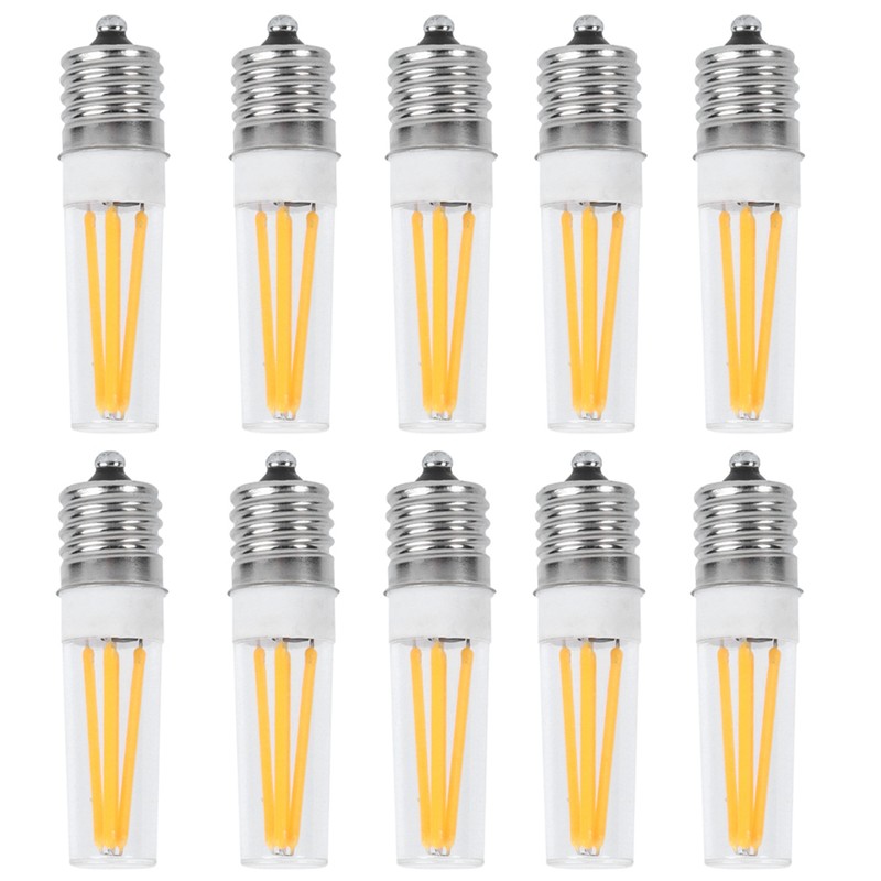 10Pcs E17 Long Filament Bulbs AC110V 3W for Chandelier Ceiling