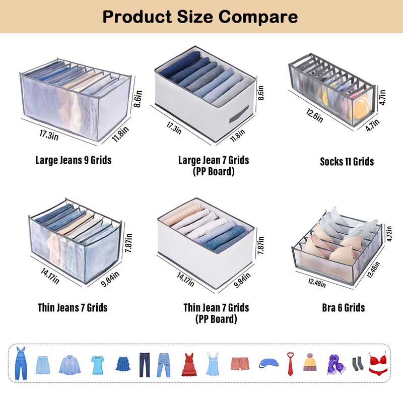 TIGARI Wardrobe Clothes Organizer, Small Underwear Organizer, Drawers Organizer for