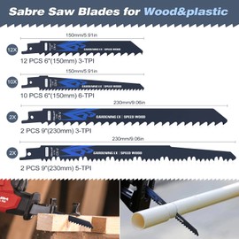 JOEJONI 34-Piece Reciprocating Saw Blades Set, Saw Blade Saw Blades for Metal and Wood, Reciprocating Saw Blades with Storage Bag, Accessories Reciprocating Saw, Compatible with Bosch Dewalt Makita