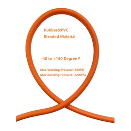 SANFU Hybrid PVC/Rubber 3/8”ID x 100ft, 300PSI Durable, Lightweight, Air Compressor Hose with 1/4” Industrial Brass Coupler and Plug, Bend Restrictors, Orange(100’)