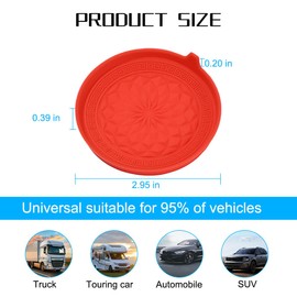 AUCELI Car Cup Holder Coasters, 4PCS Non-Slip Silicone Vehicle Insert Water Bottle Mat, Spill-Proof Automotive Interior Drink Protection Pad Accessories, Universal for SUV, Sedan, Truck (Red)