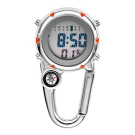 Multifunctional Luminous Clip On Carabiner Watch Mini Quartz Watch Compass for Outdoor Climbing Activities
