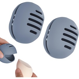 2 Soporte para Esponja de Maquillaje, Estuche Esponja de Maquillaje para Guardar, Silicona Flexible para Facilitar la Recogida, Doble Cara y Transpirable, Ideal para Viajar y Maquillaje, etc(Gris)
