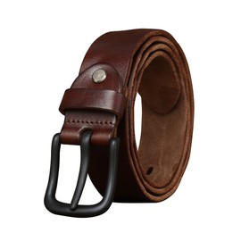 wolksprong Thicken Full Grain Leather Mens Belt Heavy Duty Work Belt High Hardness Buckle Packed In Gift Box