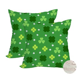 Fukeen 2 Pack Waterproof St Patrick’s Day Pillow Covers 18x18 Inch Lucky Clover Shamrocks Green Leaves Holiday Throw Pillow Cases Spring Farmhouse Decorations Cushion Cover Double Sided