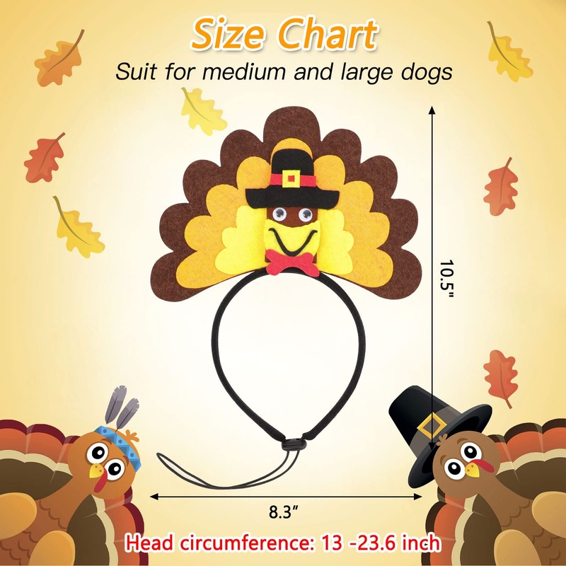 RYPET Turkey Dog Headband - Dog Thanksgiving Costume for Medium