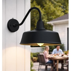 Lzwelcy 11" Outdoor Barn Lights Dusk to Dawn, Wall Mounted Farmhouse Barn Gooseneck Lights, Perfect for porches, farmhouses, garages, Exterior Light Fixture