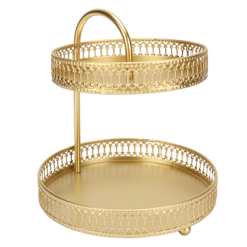 2 Tier Fruit Tray Gold Elegant Large Capacity Decorative Multi