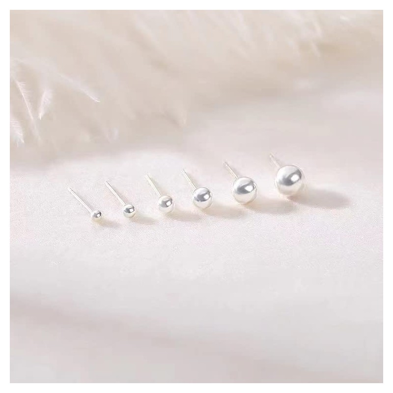Small Silver Stud Earrings for Women: Hypoallergenic Sterling Silver Round