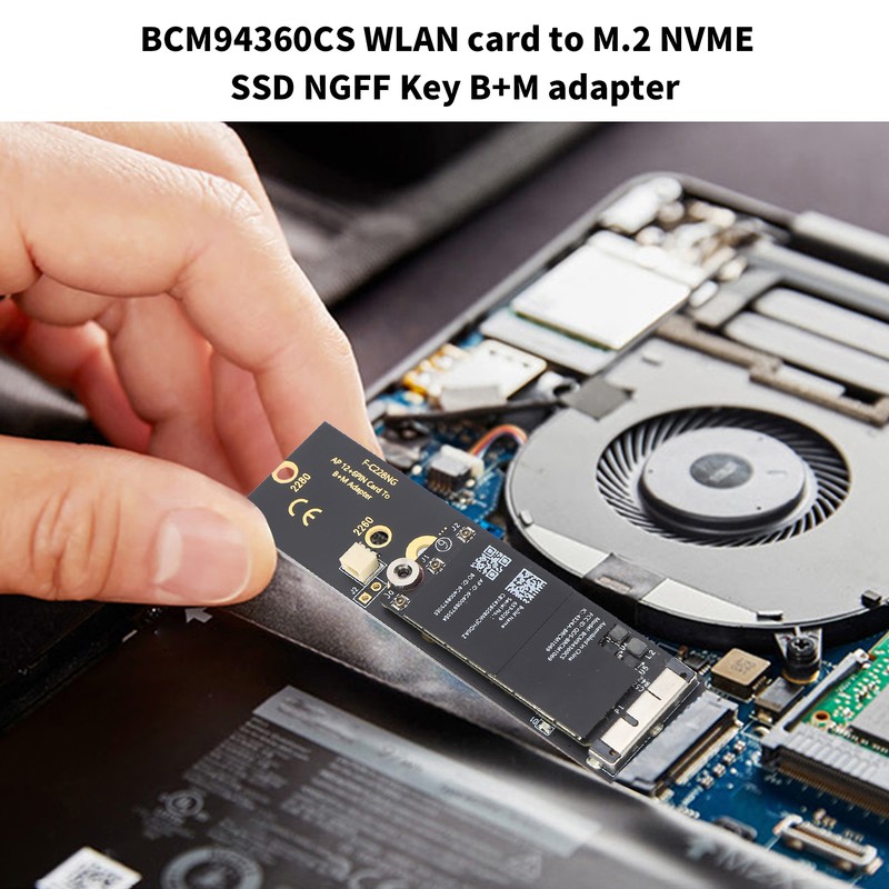 Card Adapter BCM94360CS WLAN Card to M.2 NVME SSD NGFF