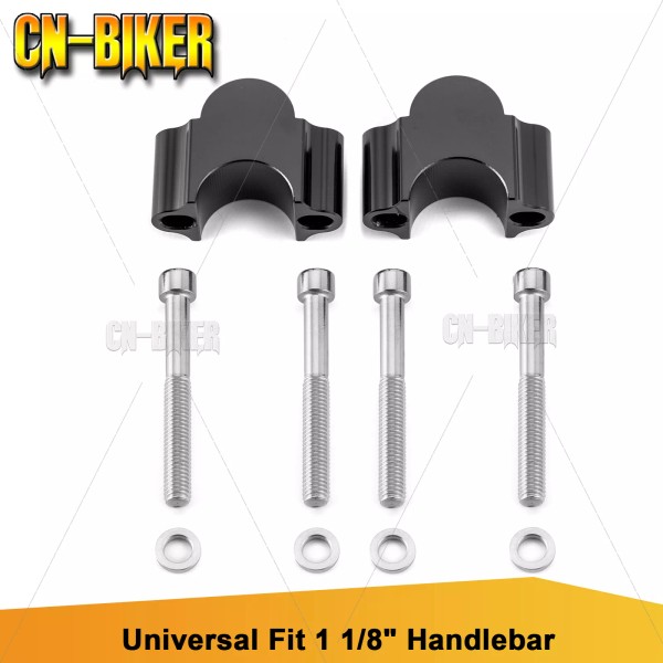 CB Black Handlebar Riser Kit 1 1/8" Bars Handle Bar