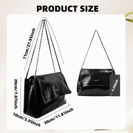 MultiValue Ladies Tote Bag, Womens Tote Bag Large Capacity Solid Colour Women Handbag Chain Tote with Snap Zipper (Black)