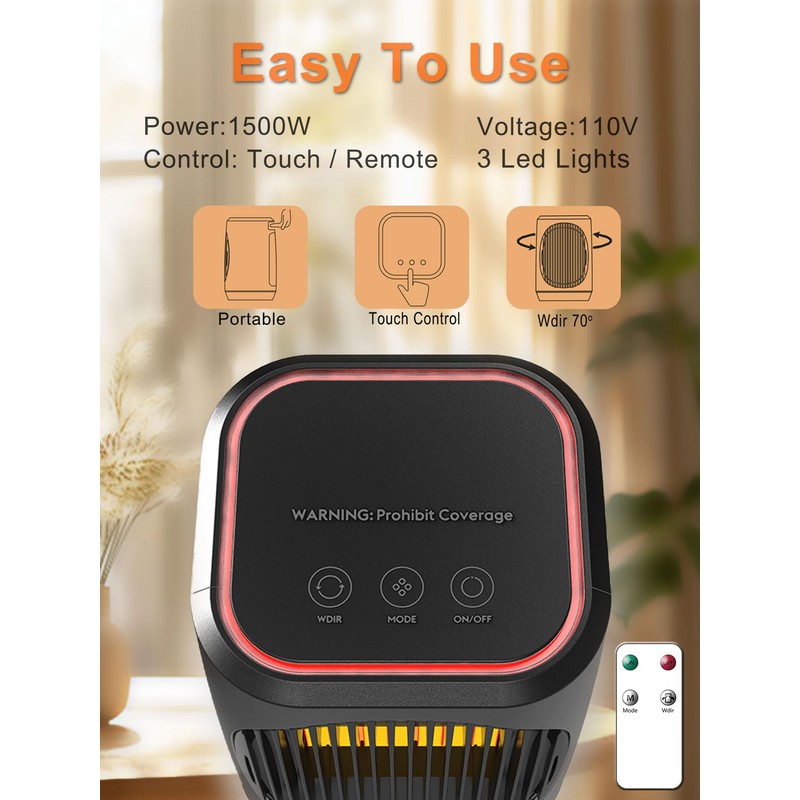 iFeiFan Small Space Heater, Portable Electric Heaters for Indoor Use