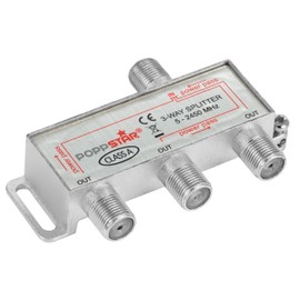 Poppstar Satellite Splitter Switch 3-Way (Analogue/Digital/BK/Unicable/HD/4K Suitable) for TV, Satellite, TV, Radio, LNB