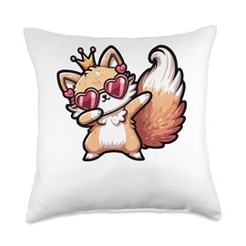 Cat Heart Shape Sunglasses Dabbing Dance Lover Throw Pillow