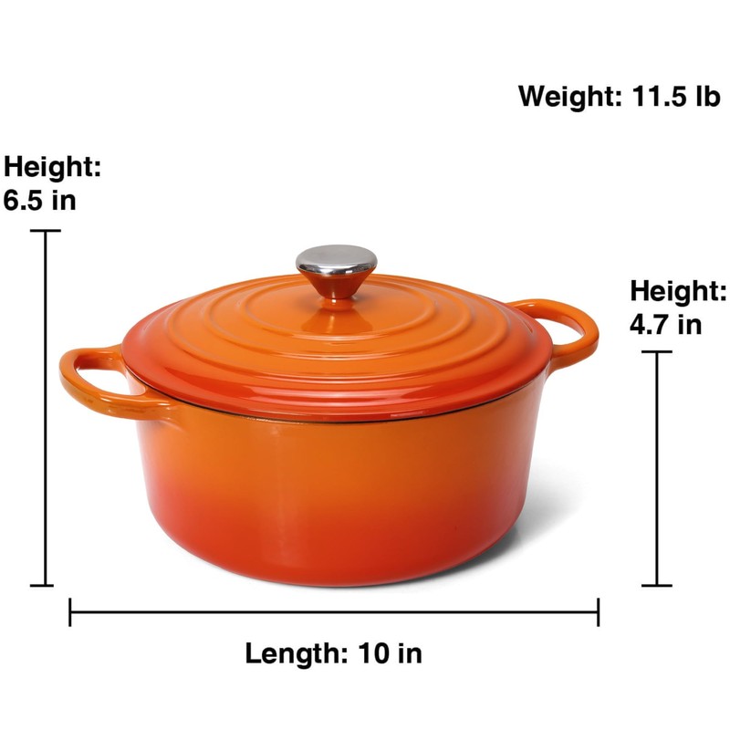 5QT Enameled Cast Iron Dutch Oven for Bread Baking with