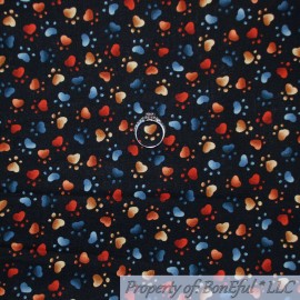 Hi Fashion Fabrics BonEful FABRIC FQ Cotton Quilt Black Brown Gold Animal Dog Cat Paw Print Boy Kid
