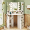 CHARMAID Corner Vanity Desk with Mirror and Lights, White Makeup