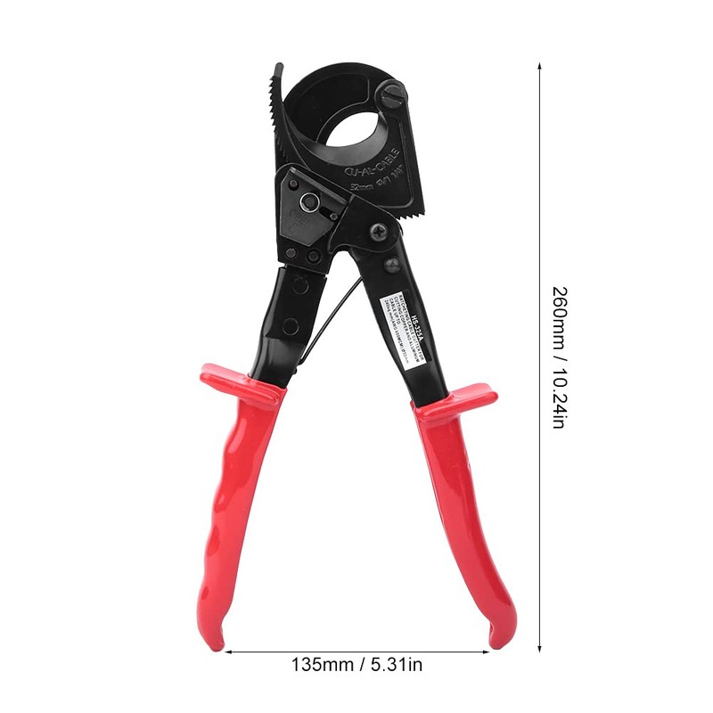 Ratchet Cable Cutter, HS-325A Insulated HCS Copper Aluminum Cutting Tool,