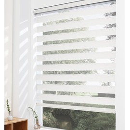 Flamax Color-Matched Custom Cordless Zebra Blinds, Light Control for Day and Night, Privacy Light Filtering Dual Layer Window Shade, Energy-Saving Cordless Zebra Blinds for Windows, Window Shade