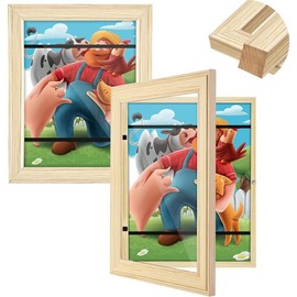 4 Pack Kids Artwork Frames Changeable 8.5 X 11 Children Art Projects Kids Art Frames Front Opening Picture Display Frame artwork  frames living room - Color: Wood-1pcs