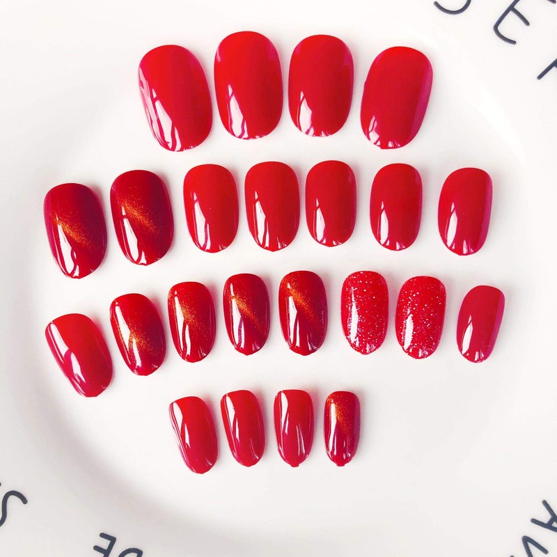 24pcs Nail Tips, Gel Nail Lighting, Solid Color Nail Tips,