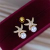 Pearl Earrings for Women Rhinestone Starfish Earrings Asymmetric Sea Beach