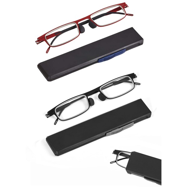 2 Pack Folding Reading Glasses for Men & Women Ultra-Slim