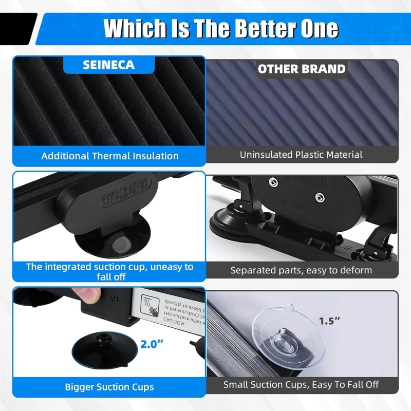 VEHITO 2X Retractable Windshield Sun Shade for Car Auto Sunshade