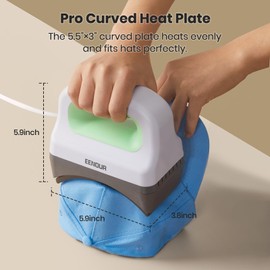 EENOUR Hat Press Machine, Mini Heat Press for Caps with 3 Heating Levels & Auto-Off, Handheld Cap Easy Press with 3"×5.5" Arched Heating Plate for 6-8 Hat Size, 19-26 Girth