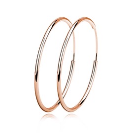Sterling Silver Fine Hoop Earrings Circle Endless Loop- Jewellery for Women Girls Diameter Size: 20 30 40 50 60 mm (40mm Rose Gold)