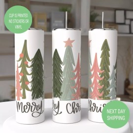 Handmade Merry Christmas Trees Tumbler