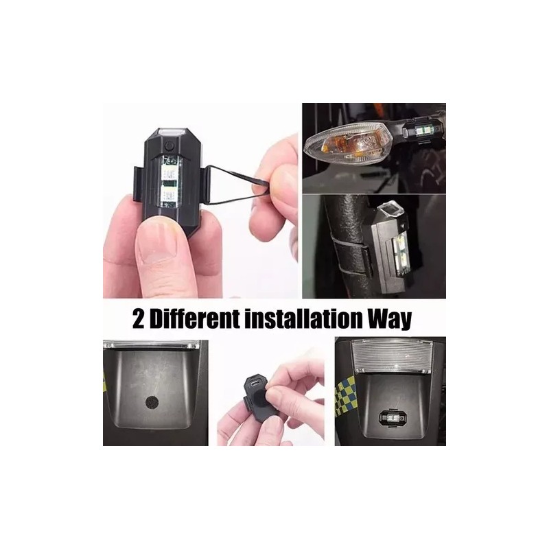 Mini Luz Led Estrobo Funciones Fija Moto Bici Auto 2pcs