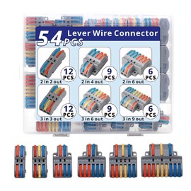 SYYQSIYU 54 Pcs Lever Wire Connectors Quick Wiring Lever Nuts, 28-12AWG Push Wire Cable Connector