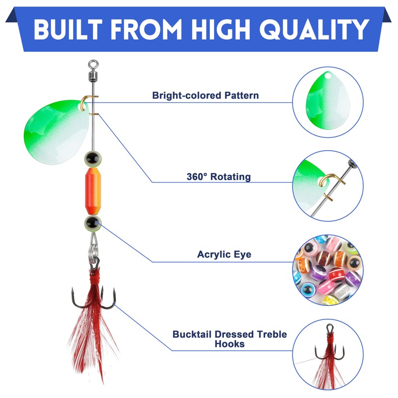 Spinner Fishing Lures Walleye Rig Making Kit, 250Pcs Spinner Blades
