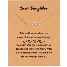 RZKING Daughter Birthday Gifts, Silver Wave Necklace, Daughter Gifts From Mom